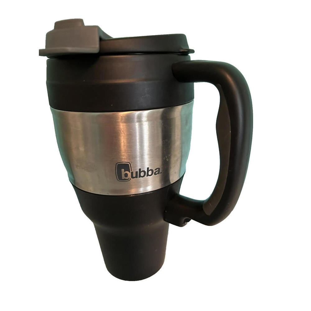 Bubba Keg 34 Oz Travel Mug Insulated With Handle Drink Through Lid Black Silver